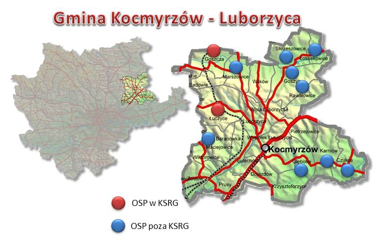 Mapa Gminy Kocmyrzow-luborzyca